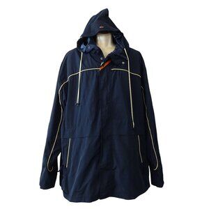 Vintage Russell Simmons Argyleculture Men Navy Blue Hooded Jacket Size 2XL FLAW